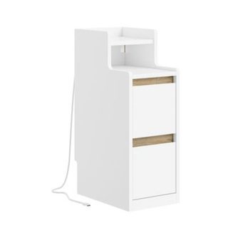 SoBuy Chevet avec 2 tiroirs, chargeur USB et recharge sans fil Blanc 22.0x34.0x60.5 cm FBT178-E-WN