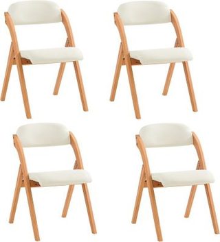 SoBuy Chaise Pliante Rembourrée Bois Blanc 47.0x45.0x77.0 FST92-Wx4