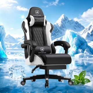 Chaise gaming respirante et rafraîchissante avec Repose-Pieds et Siège à Ressorts- Hauteur Réglable, Support Lombaire, 180kg