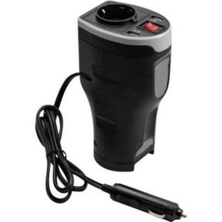 Technaxx TE13 Onduleur 200 W 12 V/DC vers 230 V/AC et 5 V/DC, format porte-gobelet