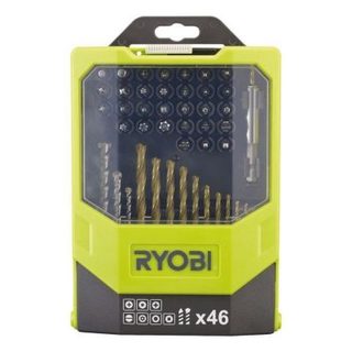 RYOBI - Coffret 46 accessoires mixtes : forets béton & métal + 31 embouts 25 mm PH / PZ / SL / HEX / T / TX / SQ - RAK46MIX