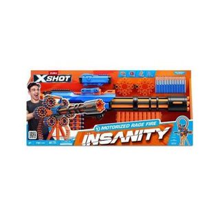 Pistolet a flechettes motorise ZURU XSHOT Insanity Rage Fire avec support