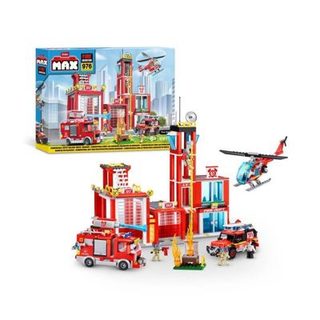 Set de Construction - ZURU - Fire Station Large (976 pieces) - Crée une caserne de pompiers avec véhicules et accessoires