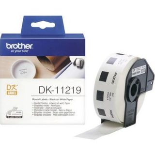 Rouleau dE9tiquettes rondes DK-11219 D8 12 mm papier blanc 1200 pcs compatible Brother QL