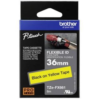 TZe-FX661 ruban flexible 36 mm x 8 m noir sur jaune compatible P-Touch