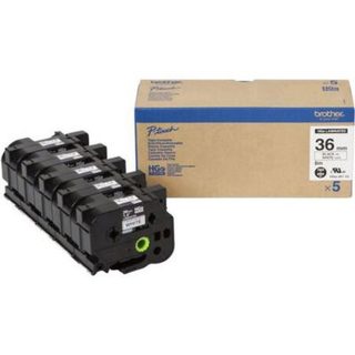 Brother HGe-261V5 jeu de 5 rubans noir sur blanc 36 mm x 8 m