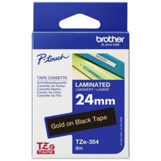 Ruban étiquetage Brother TZe-354 PET 24 mm x 8 m, or sur noir