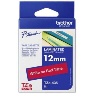 Ruban d'étiquetage laminé TZe-435 rouge 12 mm x 8 m compatible P-touch