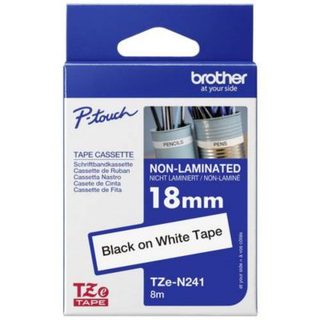Ruban TZe-N241 18 mm x 8 m - ruban non laminé blanc, impression noir