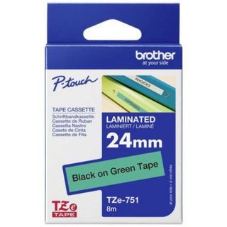 Ruban étiquetage TZe-751 PET vert 24 mm x 8 m, texte noir