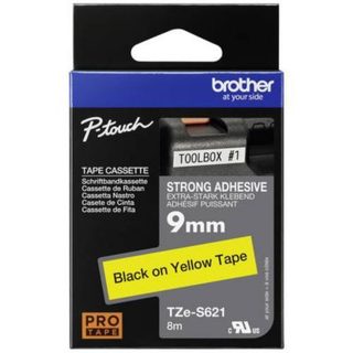Ruban encreur Brother TZe-S621 PET 9 mm x 8 m jaune, adhérence extra-forte