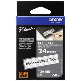 Brother TZe-SE5 Ruban de sécurité inviolable 24 mm x 8 m noir sur blanc.