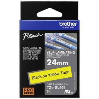 TZe-SL651 bande auto-plastifiante 24 mm x 8 m, noir sur jaune