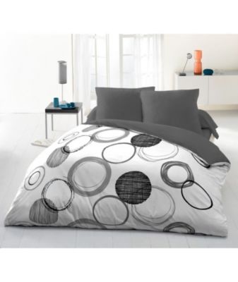 Parure de couette microfibre Audace - 1 housse de couette 220 x 240 cm + 2 taies d'oreiller 63 x 63 cm - Gris clair