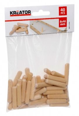 Kreator Lot de 40 tourillons bois D. 8x40mm