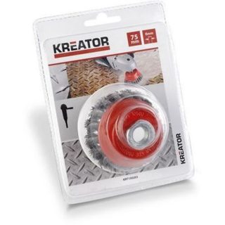 Kreator Brosse métallique rotative soucoupe D. 75 mm fils torsadés en acier pour meuleuse