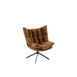 Fauteuil de relaxation pied métal noir et tissu et simili Marron  - FENIX