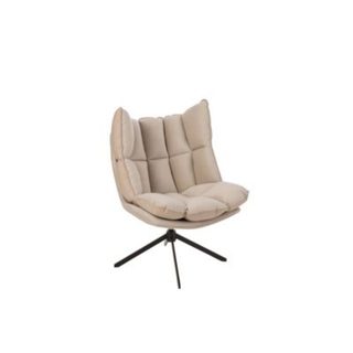 Fauteuil de relaxation pied métal noir et tissu et simili Beige  - FENIX