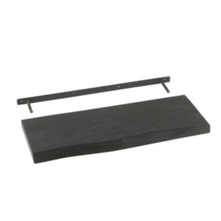 Etagère murale en acacia avec support fixation (70 cm - Noir)