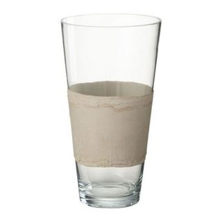 Vase Déco en Verre "Delph" 35cm Transparent & Beige