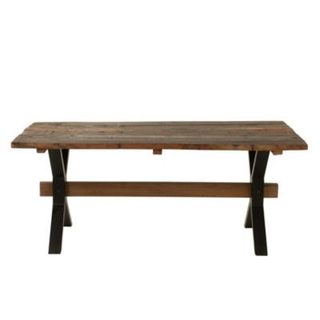 Table de ferme industriel en bois et pieds croisés métal L180 6 places  - MARIE