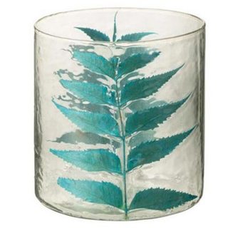Vase Design en Verre "Feuille" 16cm Bleu