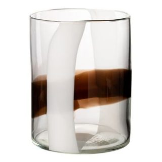 Vase Design en Verre "Iggy" 27cm Blanc & Marron