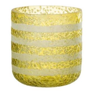 Photophore Design en Verre "Lignes" 15cm Jaune