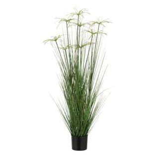 Plante Artificielle "Cyperus Alternifolius 8 Têtes" 132cm Vert