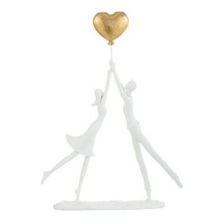 Statuette Déco Couple Debout "Cœur" 37cm Blanc