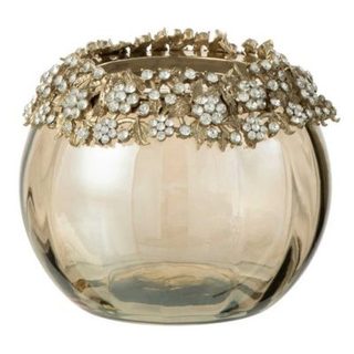 Photophore en Verre Design "Vallee" 14cm Bronze