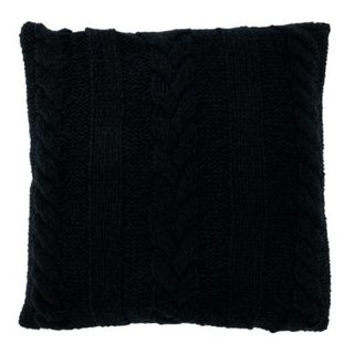Coussin Déco Tricoté "Twist" 45x45cm Noir