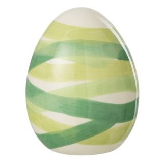 oeuf Déco en Dolomite "Lignes" 18cm Vert