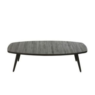 Table basse ovale en teck recyclé brossé et en métal L120 Noir  - DILI