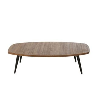Table basse ovale en teck recyclé brossé et en métal L120 Marron  - DILI