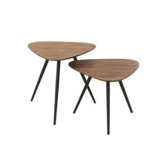 Tables basses gigognes en teck recyclé brossé et métal (set de 2) Marron  - DILI