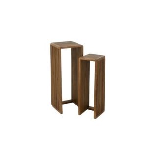 Sellettes gigognes carrées en teck recyclé L34 (set de 2) Marron  - OSAKA