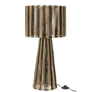 Lampe salon en cordes rayées (36x36x69 cm - Noir)
