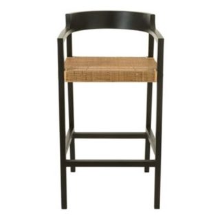 Chaise de bar en teck (53x55x100 cm - Noir)
