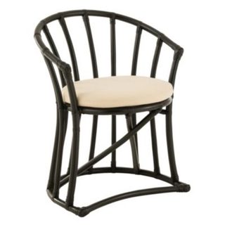 Chaise en rotin avec coussin (60x60x70 cm - Noir)