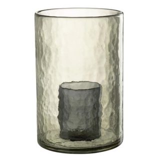 Photophore Double en Verre "Hurricane" 30cm Vert