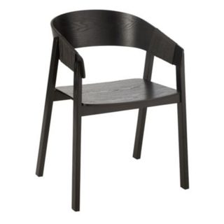 Chaise salle à manger en bois de frêne accoudoirs (53x57x77 cm - Noir)