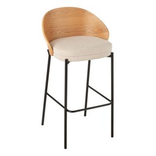 Chaise de Bar Design "Lone" 97cm Naturel & Beige