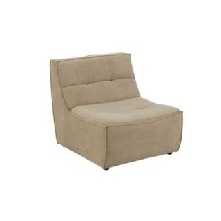 Fauteuil chauffeuse lounge en velours côtelé crème  - LORENZO