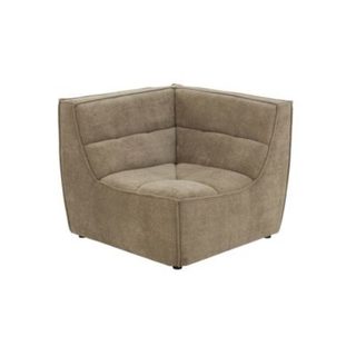 Fauteuil chauffeuse d'angle lounge en velours côtelé Taupe  - LORENZO