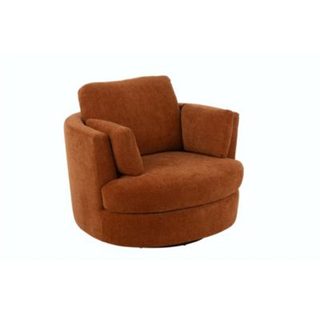 Fauteuil pivotant à 360 en velours texturé rouille  - ANGEL
