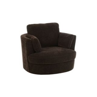Fauteuil pivotant à 360 en velours texturé Marron  - ANGEL