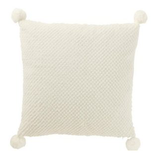 Coussin Déco à Pompons "Ulysse" 45x45cm Blanc