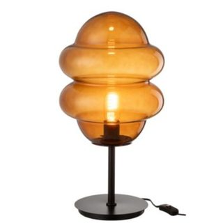 Lampe à poser en verre fumé design vintage (30x30x50 cm - Jaune)