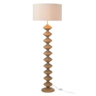 Lampadaire en bois de peuplier avec abat-jour tissu (50x50x155 cm - Naturel)